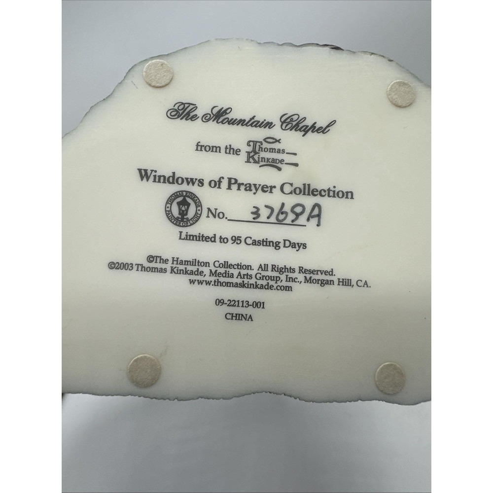 Thomas Kinkade Windows of Prayer Collection The Mountain Chapel Table Decor 2003 - Picture 5 of 6